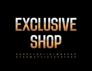Obraz premium Vector elite Sign Exclusive Shop. Elegant Modern Font. Luxury Golden Alphabet Letters and Numbers set