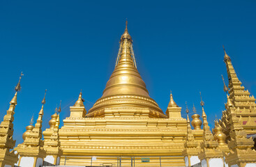 Mandalay, Myanmar - view of Kuthodaw Pagoda and it's stupas