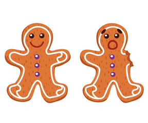 Gingerbread Man. Vector element isolated on white background.