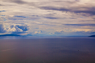 Panoramic view of the island of Cres from Moscenice, Croatia.