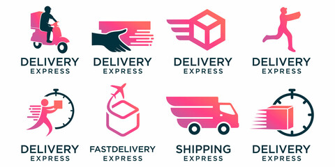 Abstract fast delivery icon set logo template