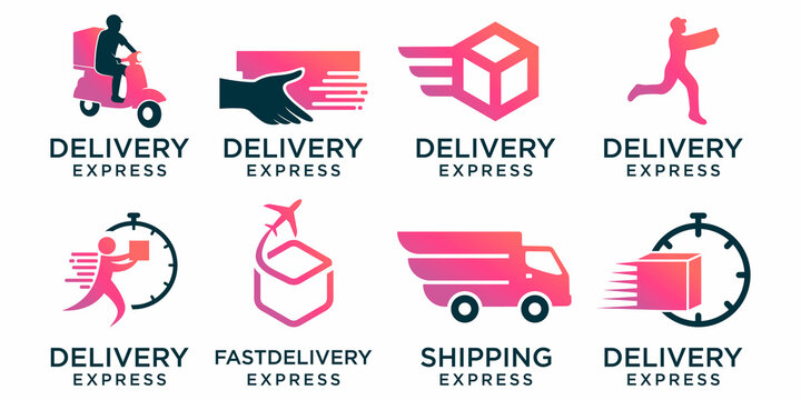 Abstract fast delivery icon set logo template