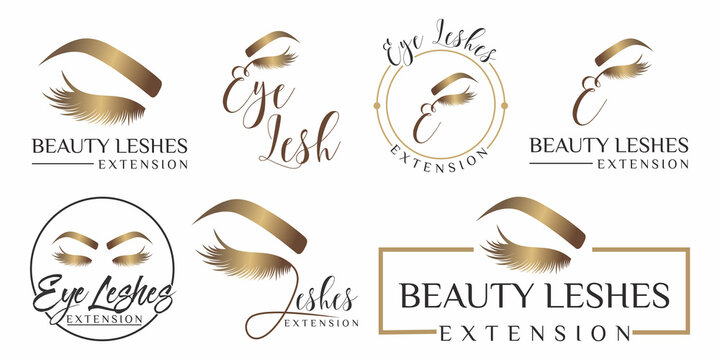 Luxury beauty eyelashes icon set logo design vector