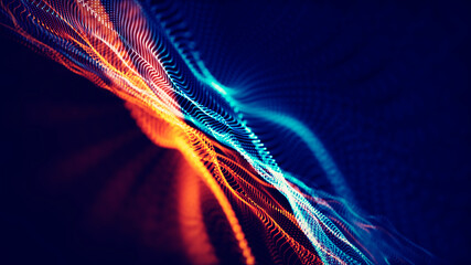 Abstract neon background, liquid neon waves. Futuristic, modern neon. Night screensaver with light
