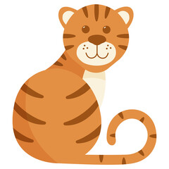 Flat illustration of sitting tiger. Symbol of New Year 2022