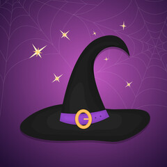 Witch black hat vector illustration