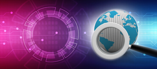 search globe 3d illustration concept
