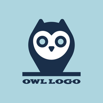 Owl logo with blue style logo design