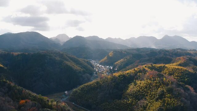 世界遺産 石見銀山 大森の町並み上空