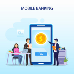 Mobile Banking Vector Illustration Concept, Flat vector template Style Suitable for Web Landing Page, Background.