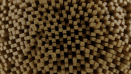 Abstract 3d illustration of a displaced pattern of wooden blocks