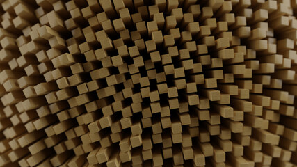 Abstract 3d illustration of a displaced pattern of wooden blocks