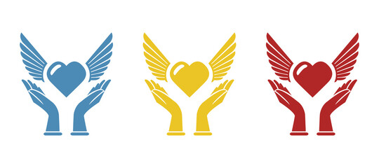 Obraz premium hands holding heart, love confession, vector illustration