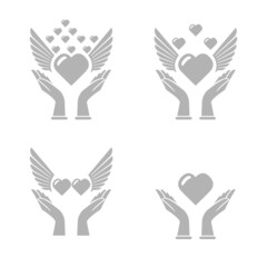 hands holding heart, love confession, vector illustration