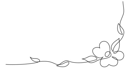 Card decoration with beautiful flower. Continuous one line art drawing