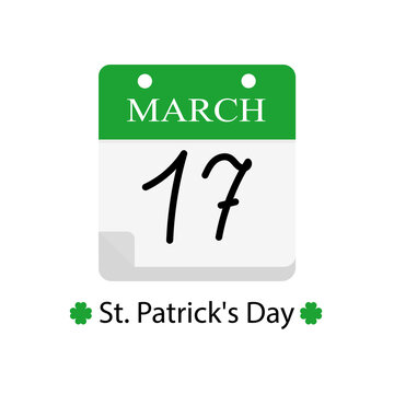 calendar with holiday date, holiday, St. Patrick's Day, vector illustration