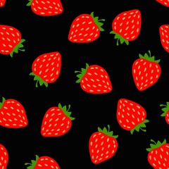 
Strawberry vector pattern. Seamless background with berries.