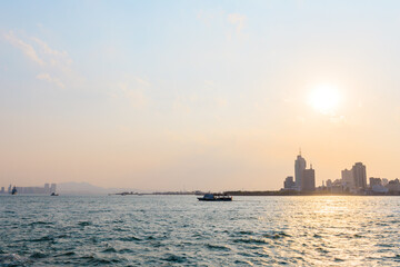 Naklejka premium China Beijing Summer Palace misty lake and tree view