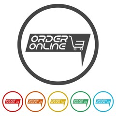 Online order icon isolated on white background, color set