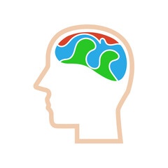head and brain icon on a white background, vector illustration