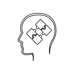head icon and puzzle ideas on a white background, vector illustration