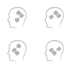 head icon and puzzle ideas on a white background, vector illustration