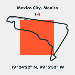Race tracks, circuit for motorsport and auto sport. Mexico City, Mexico.