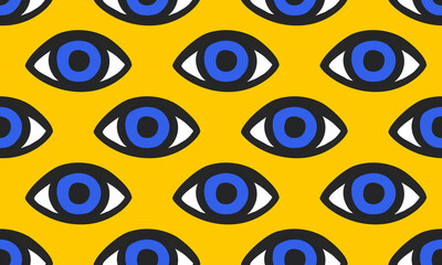 Eye Pattern - Seamless Vector Background - 476072320