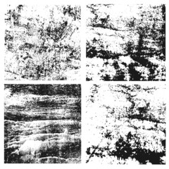 Set of four subtle grunge style vector textures. Speckle messy urban graphic elements. Distressed dirty effect.