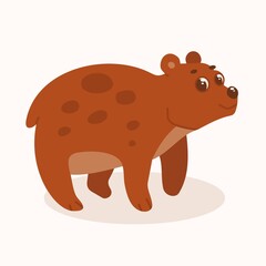 Vector illustration of cute cartoon bear isolated on the white background. Forest animal. Children style design.