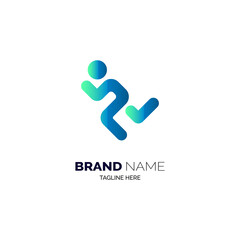 Runner logo designs template vector for brand or company and other