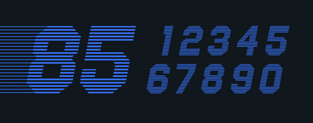 Fast speed sports numbers logos set. Vector elements for sportswear, t-shirts, banners, cards, labels or posters.