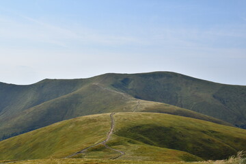 Forestless mountain hiking tourist trails