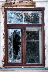 window with broken glass