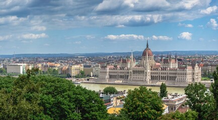 Danube river and Parliament building in Budapest, Hungary