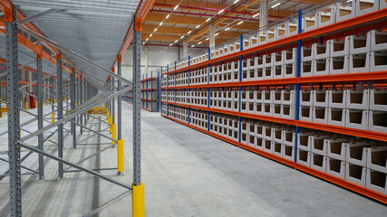 logistics warehouse with empty high racks