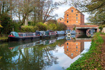 canal river day view near blisworth england uk