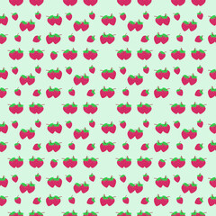 cute seamless strawberry pattern background, cute fruit illustration art design sweet berry fabric pattern