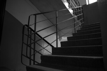 Dark staircase in an old apartment building