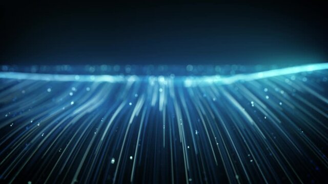 Abstract Flowing Digital Data Lines Network And Communication Loop/ 4k animation of an abstract wallpaper technology background with flowing powerful speed stroke patterns and depth of field seamless 