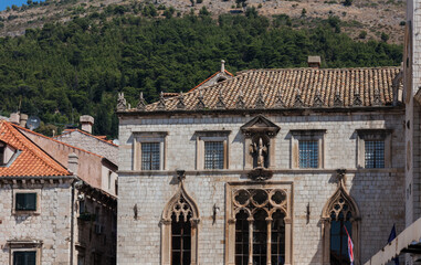 View of the ancient buildings in the famous landmark, Dubrovnik old town, Croatia, Adriatic coast