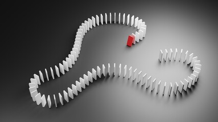 Dominó effect conceptual image that can represent economic crisis, business concept, chain reaction or prevention. 3d representation of the game called domino or dominoes.