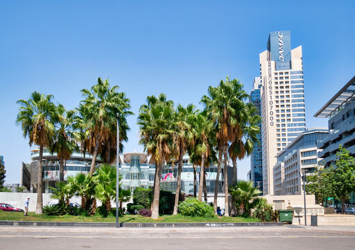 Amman, Jordan - 09.02.2021: Abdali Shopping Mall next to Damac Tower building condominium complex