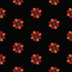 Original vector seamless pattern of flowers in vintage style. A design element.