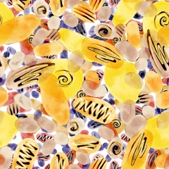 Tragetasche Aquarell abstrakte nahtlose Muster. Kreative Textur mit hellen abstrakten handgezeichneten Elementen. Abstrakter bunter Druck. © Natallia Novik