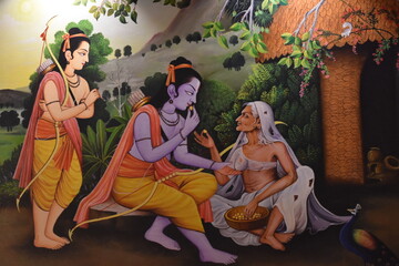 Obraz na płótnie Canvas Lord ram laxman eating fruit 