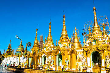 Yangon, Myanmar, November 2017 - view of Shwedagon Pagoda 