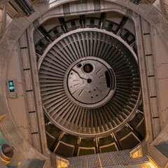 Fototapeta premium inside of the space ship hallway close up in the door