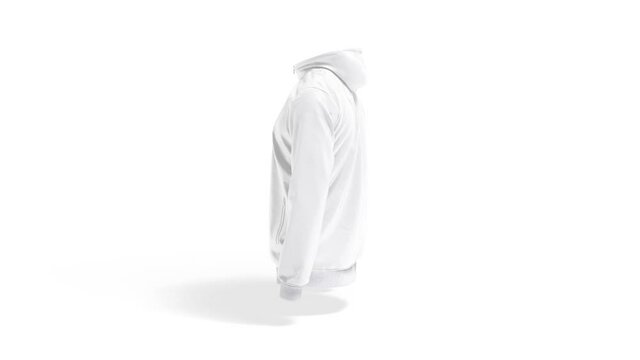 Blank white windbreaker with zipper mockup, looped rotation