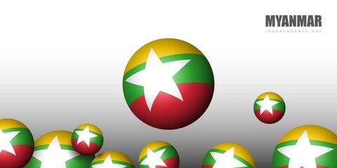 Myanmar flag balls background design.